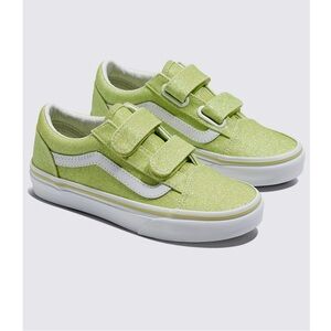 Vans Green and White Velcro Sneakers